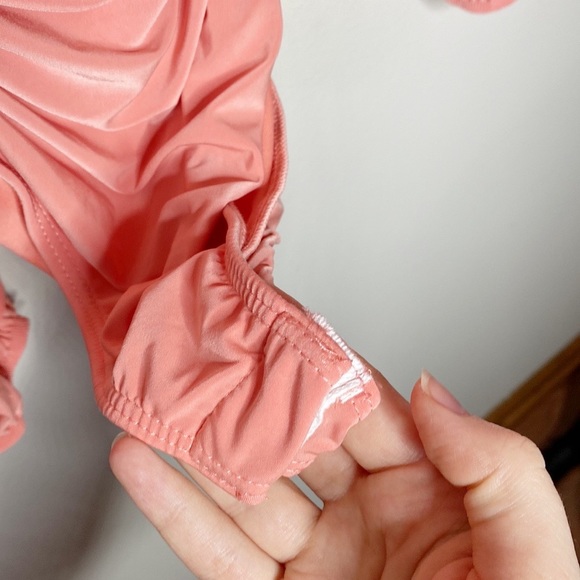 Fashion Nova Catch Your Heart Ruched Bodysuit in Peach size 1X - Picture 9 of 13